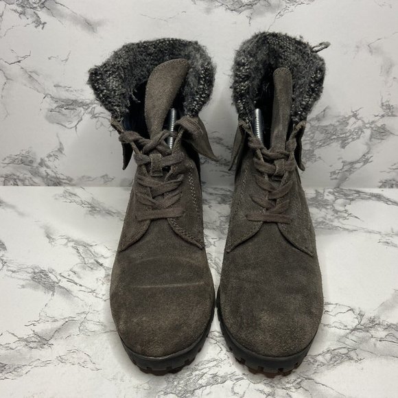 Lucky Brand Heylie Combat Boot Womens 7.5 Gray Suede Outdoor Lace Up Casual Shoe - Picture 2 of 9